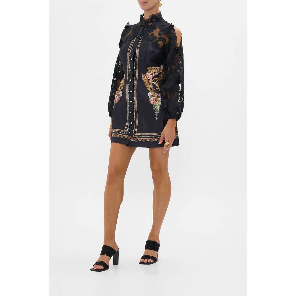 NEW CAMILLA noble endeavours lace sleeve mini dress in black - Picture 4 of 6